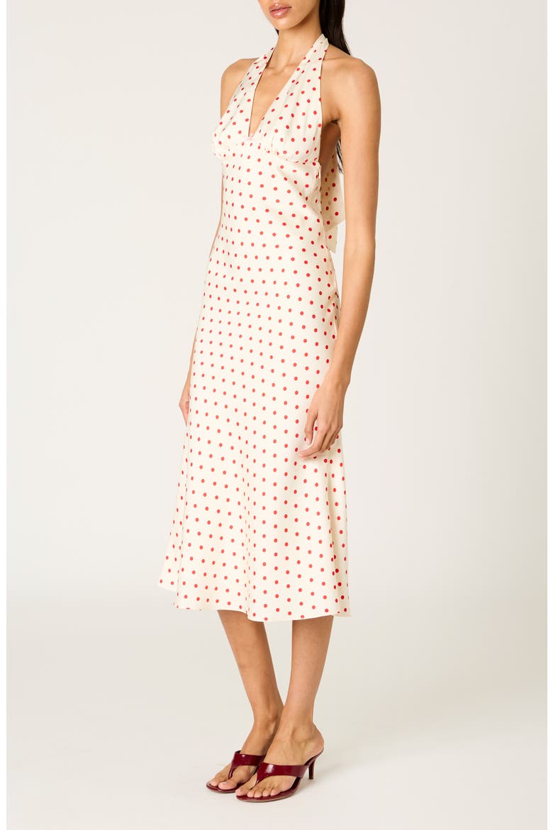 La Brea Polka Dot Halter Neck Slipdress, Alternate, color, IVORY/ CHERRY
