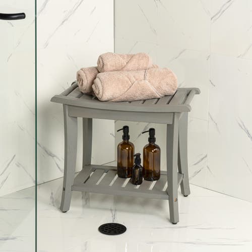 Jonathan Y Tucker 22.1" Traditional Classic Slatted Solid Acacia Wood Indoor/outdoor Shower Bench Wi In Gray