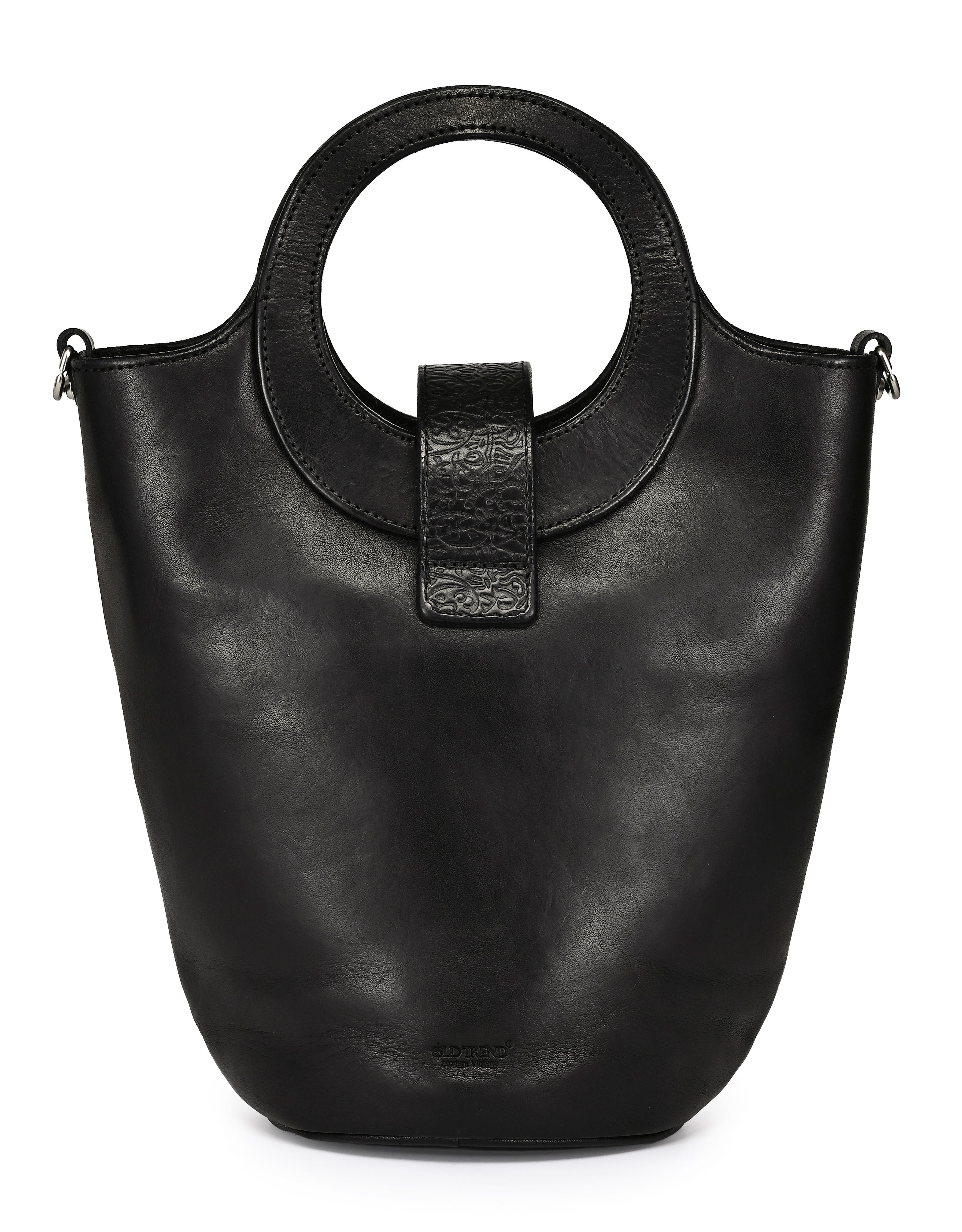 OLD TREND Lily Genuine Leather Structured Everyday Bucket Crossbody, Alternate, color, Black