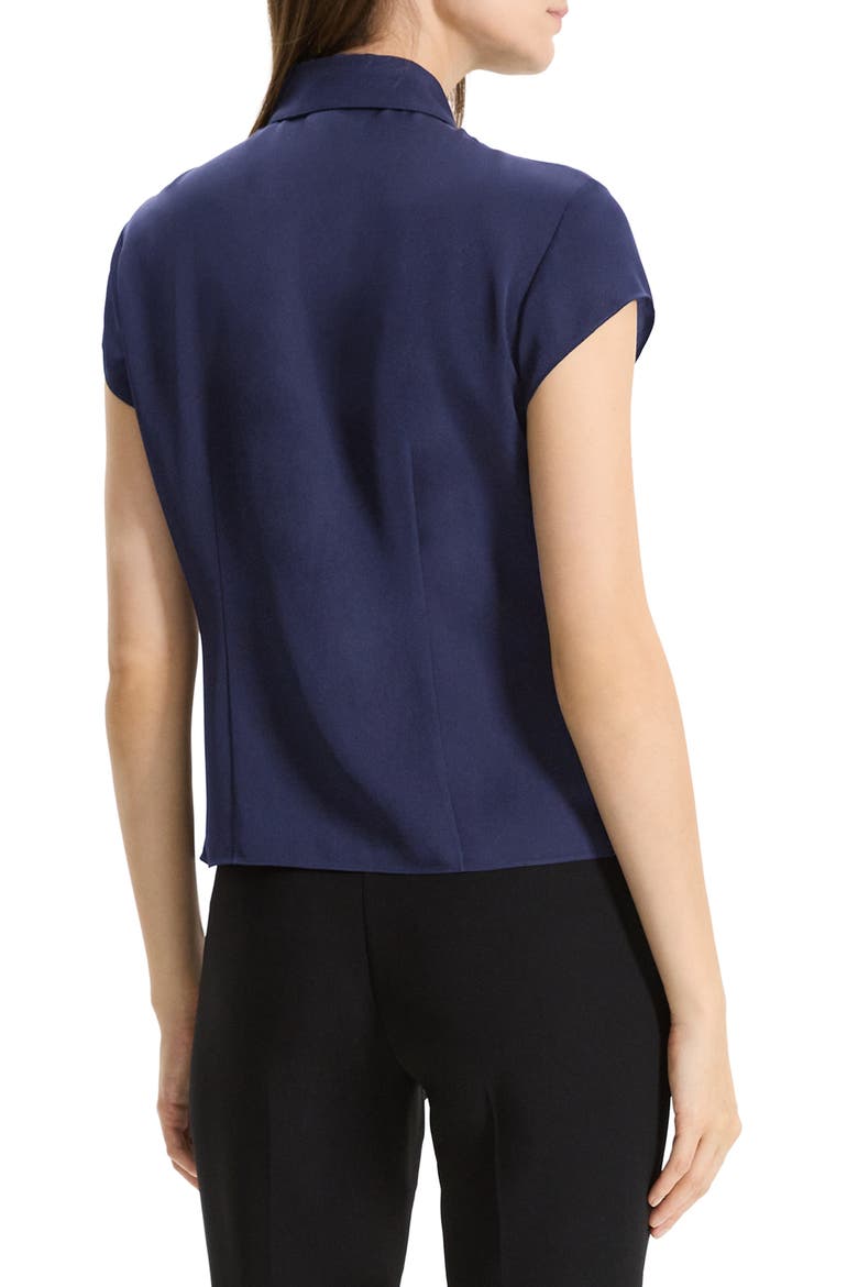 Cap Sleeve Silk Shirt, Alternate, color, MIDNIGHT NAVY