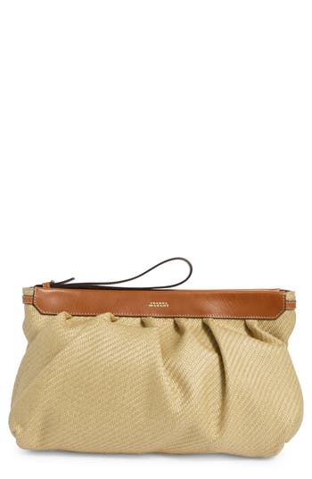 Isabel Marant Luz Woven Clutch In Brown