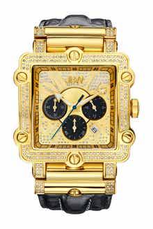 JBW Phantom Leather Strap Diamond Chronograph Watch, 46mm