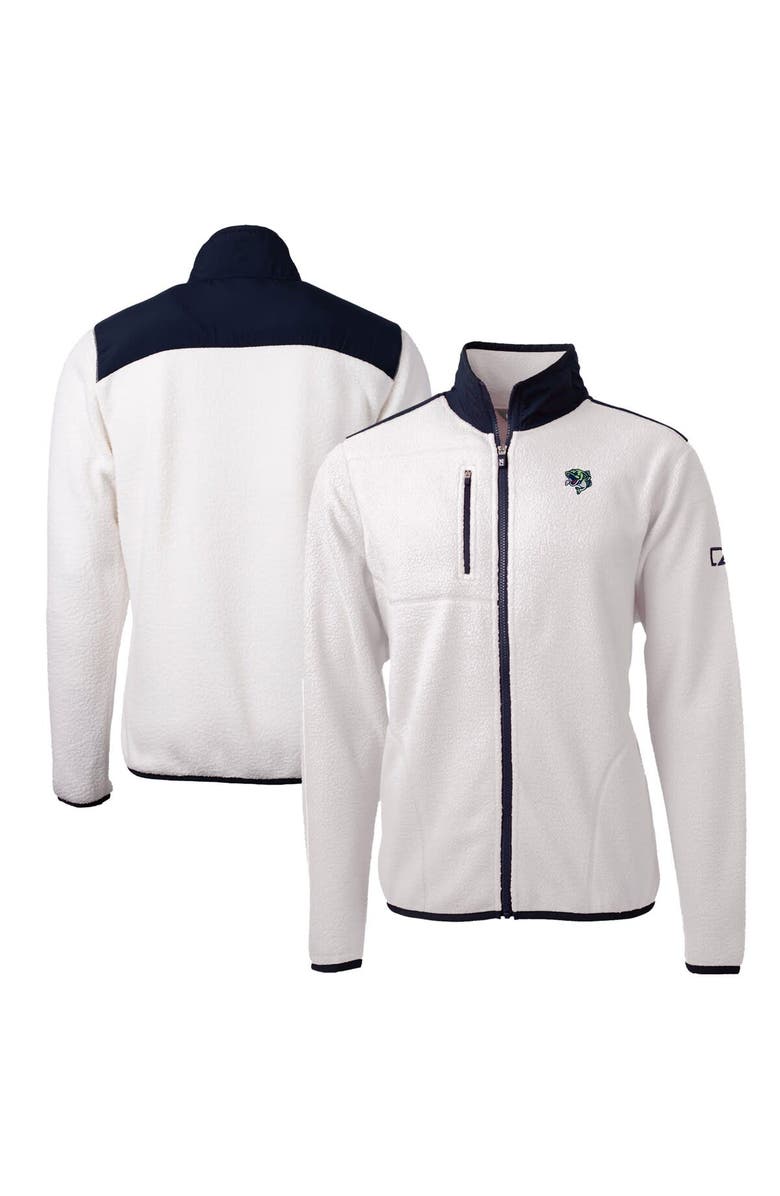 Cutter & Buck Men's Cutter & Buck White/Navy Gwinnett Stripers Big & Tall Cascade Eco Sherpa Fleece Full-Zip Jacket, Main, color, 