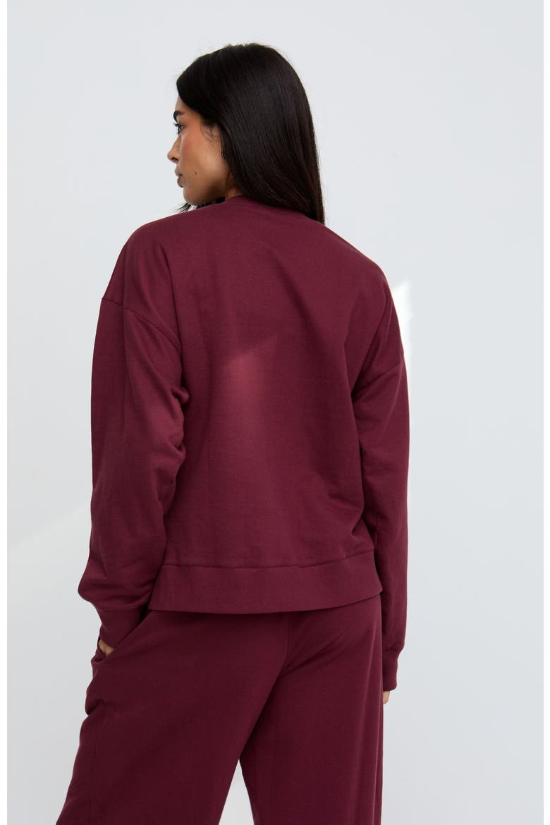 Lily-Anne Long Sleeves Cut Out Embroidered Sweatshirt, Alternate, color, Burgundy