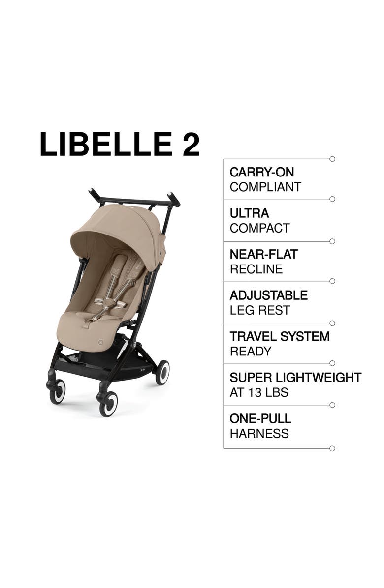 CYBEX Libelle 2 Ultracompact Lightweight Travel Stroller, Alternate, color, Almond Beige