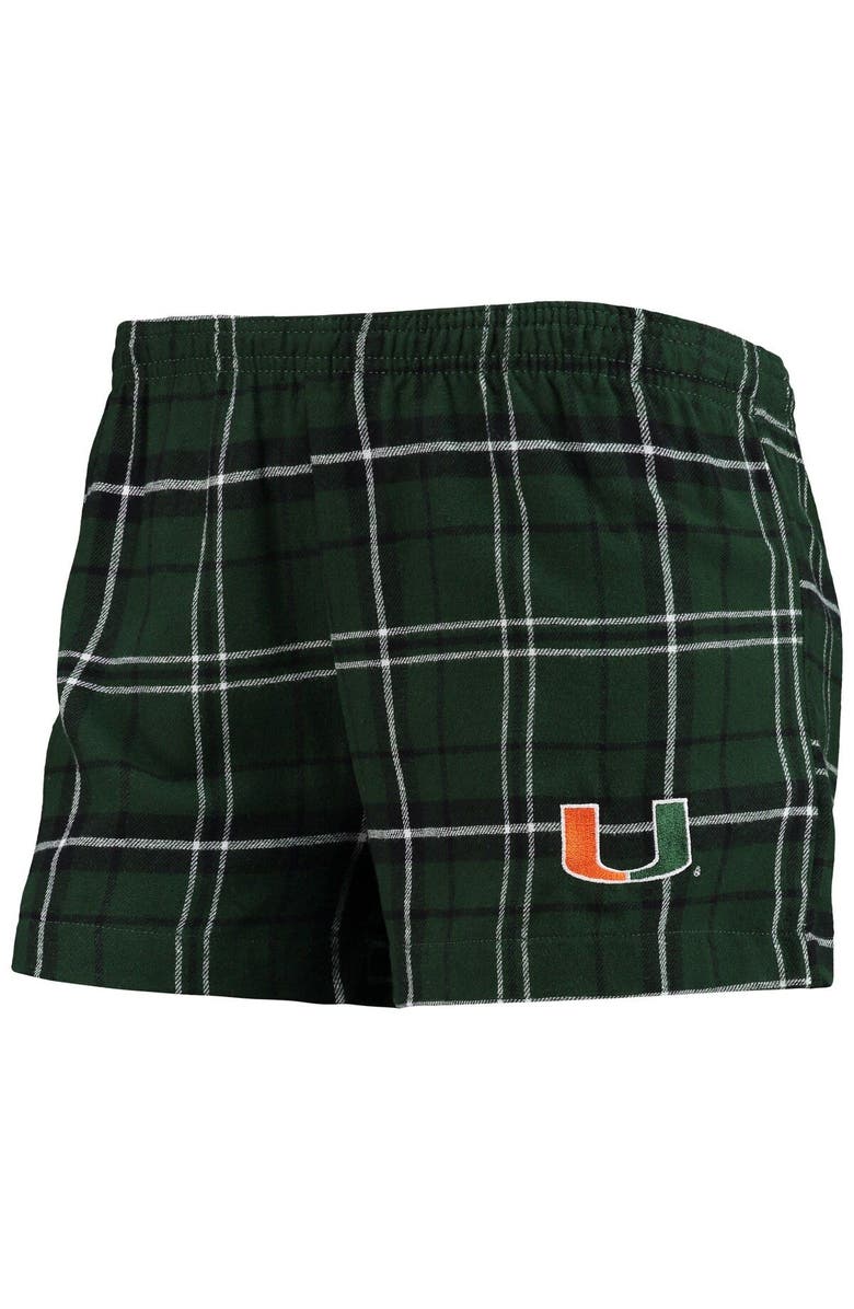 CONCEPTS SPORT Women's Concepts Sport Green/White Miami Hurricanes Ultimate Flannel Tank Top & Shorts Sleep Set, Alternate, color, 