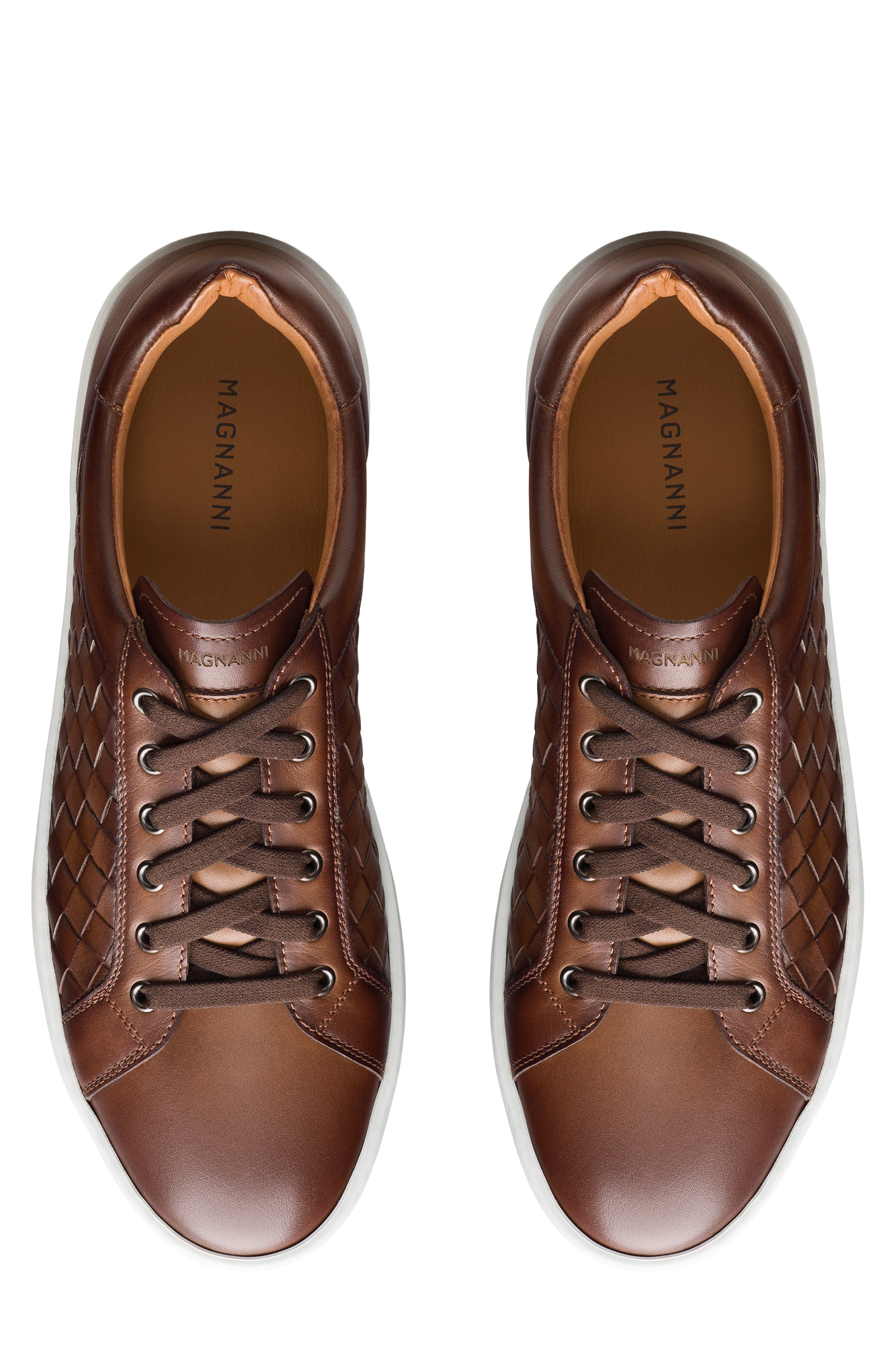 Magnanni Cote Lo Woven Leather Sneaker, Alternate, color, Tabaco