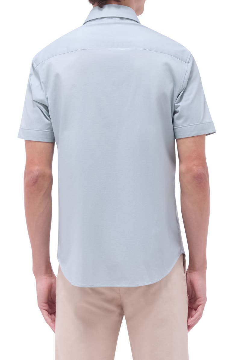 Bugatchi Myron OoohCotton<sup>®</sup> Short Sleeve Herringbone Button-Up Shirt, Alternate, color, Mint