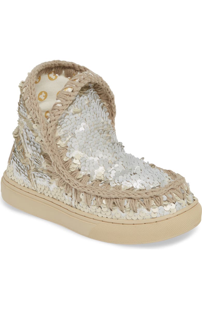 Mou Sequin Sneaker Boot, Alternate, color,