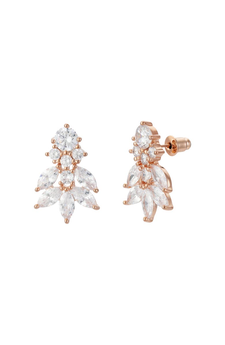 Untamed Petals Carla Crystal Stud Earrings, Main, color, Rose Gold