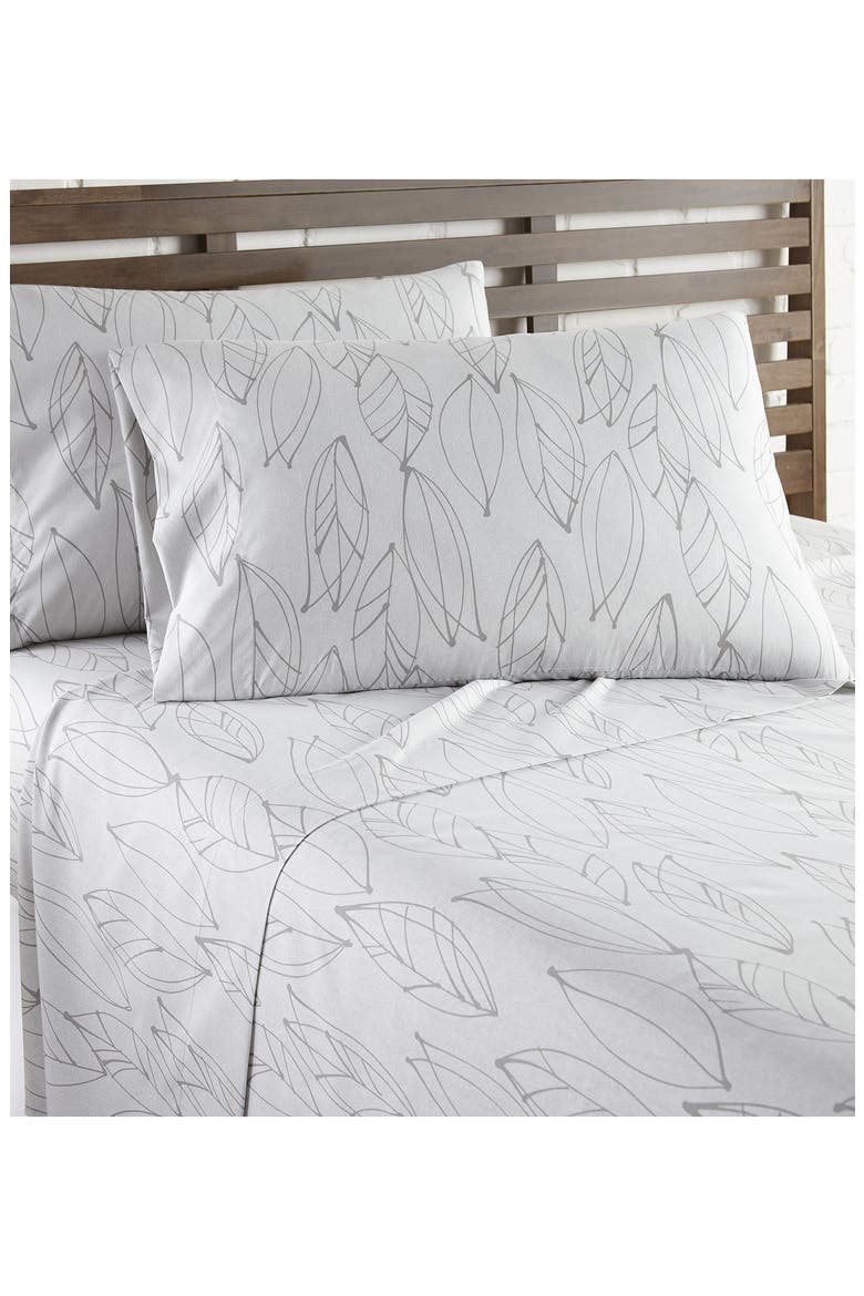 Premium Collection Ultra Soft Botanical Forest Sheet Set, Alternate, color, MODERN FOLIAGE WHITE/GREY