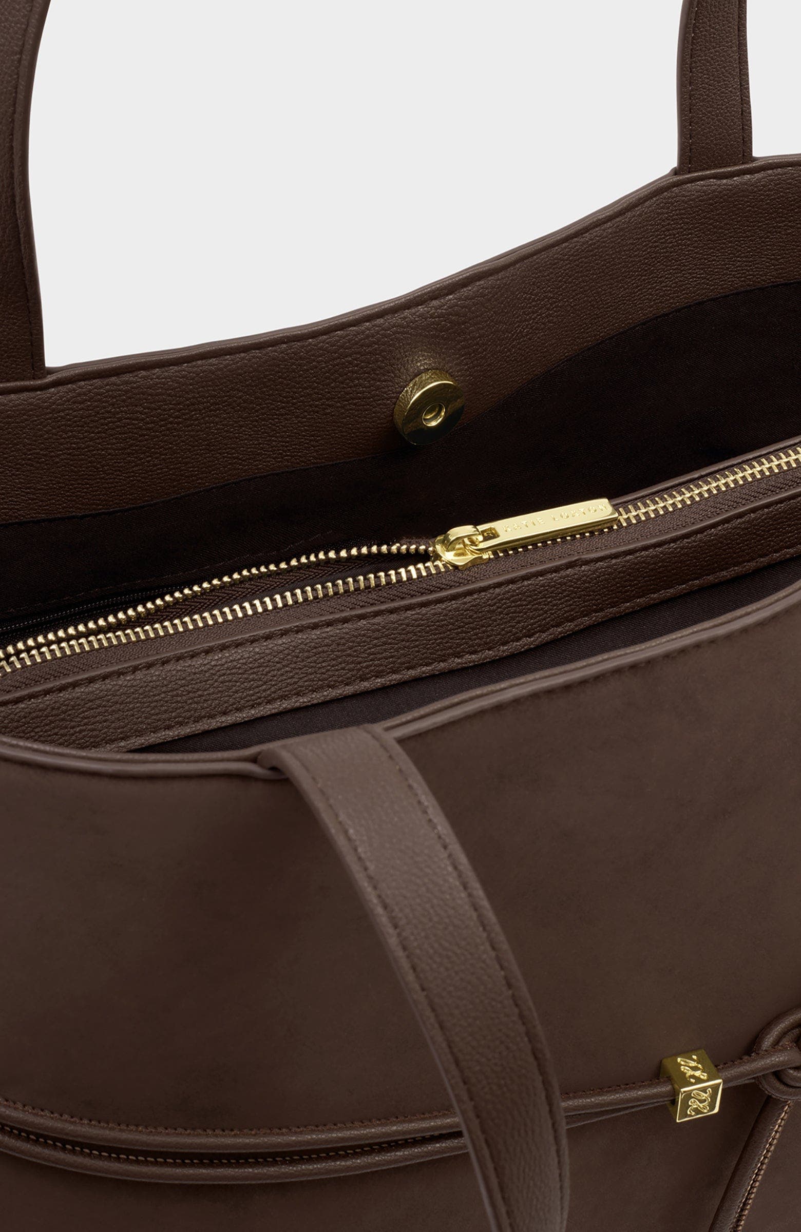 Katie Loxton Lori Suedette Tote Bag, Alternate, color, Chocolate