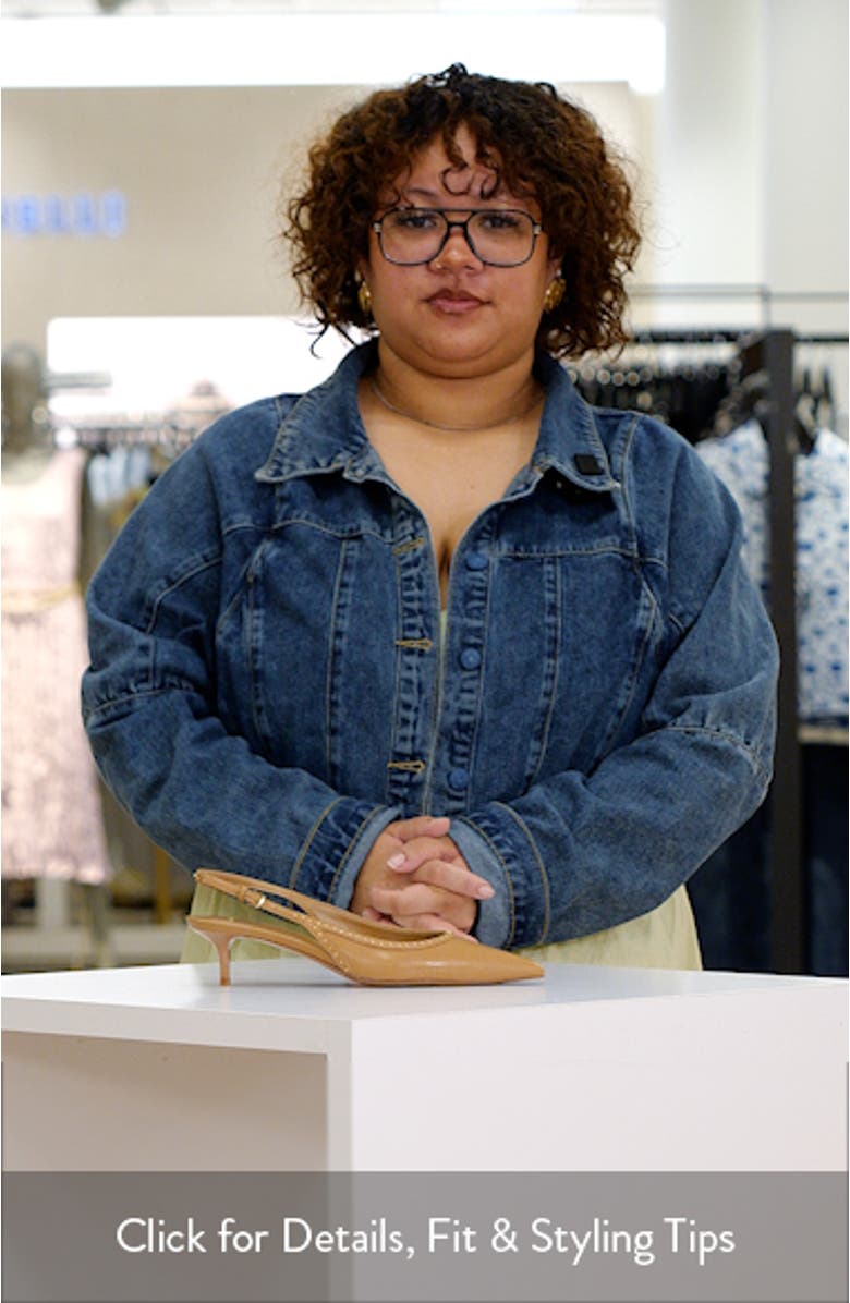 Stud Pointed Toe Kitten Heel Slingback Pump, sales video thumbnail