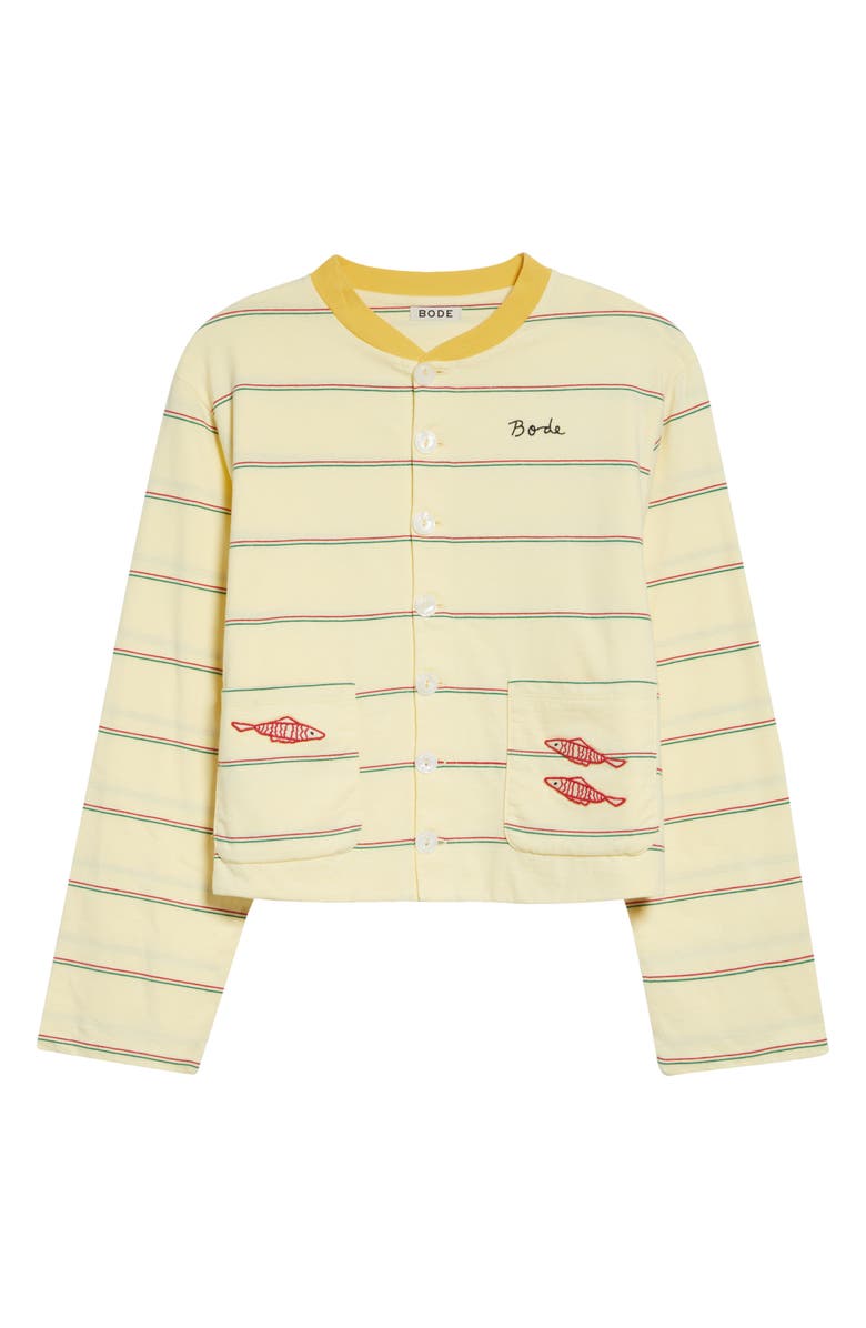 Bode Summertime Stripe Cotton Cardigan, Main, color, Yellow Multi