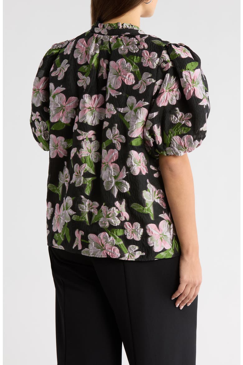 Elsinore Floral Jacquard Top, Alternate, color, BLACK-PINK