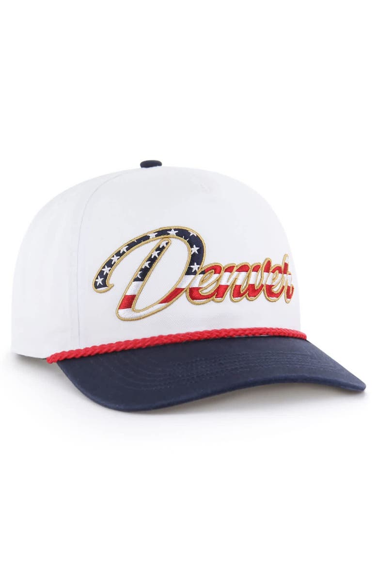 '47 Men's '47 White Denver Broncos Patriotic Overhand Hitch Adjustable Hat, Alternate, color, White
