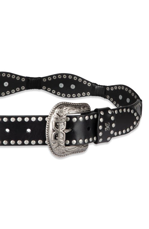 Shop Sam Edelman Studded Scallop Leather Belt In Black