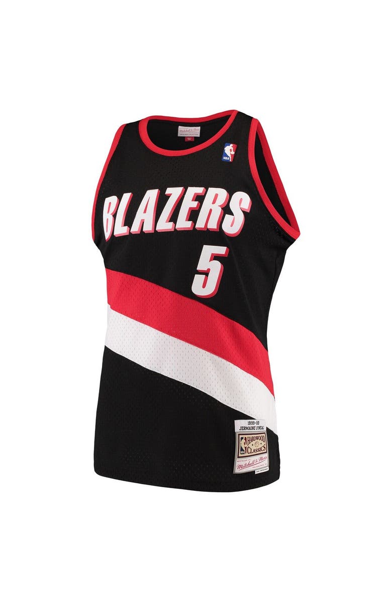 Mitchell & Ness Men's Mitchell & Ness Jermaine O'Neal Black Portland Trail Blazers 1999/00 Hardwood Classics Swingman Jersey, Alternate, color, 