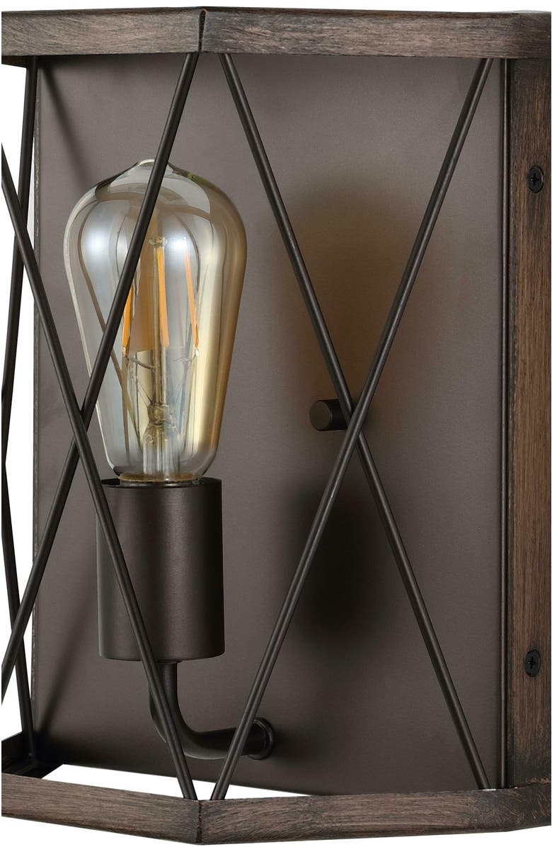 JONATHAN Y Liam 1-Light Rustic Farmhouse Iron LED Sconce, Alternate, color, Dark Brown/Oil Rubbed Bronze