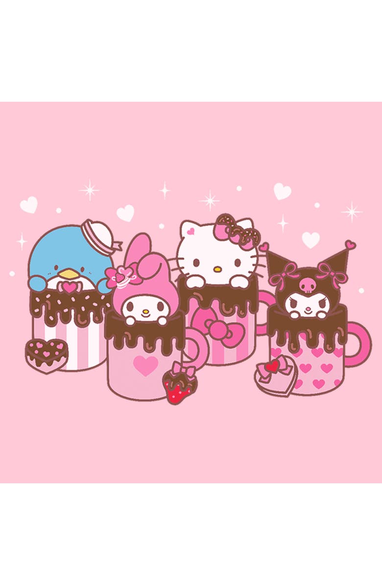Hello Kitty Girl's Hello Kitty Lovely Mug Friends  Graphic T-Shirt, Alternate, color, Light Pink