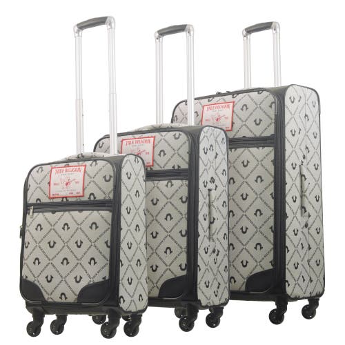 True Religion Soft Sided 3 Pc Spinner Luggage Set Buddah Patch