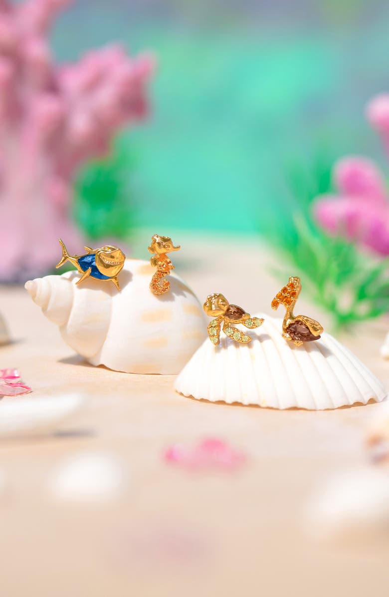 Girls Crew x Disney<sup
®</sup
 Pixar Finding Nemo Sea Crew Stud Earring Set, Alternate, color, Gold