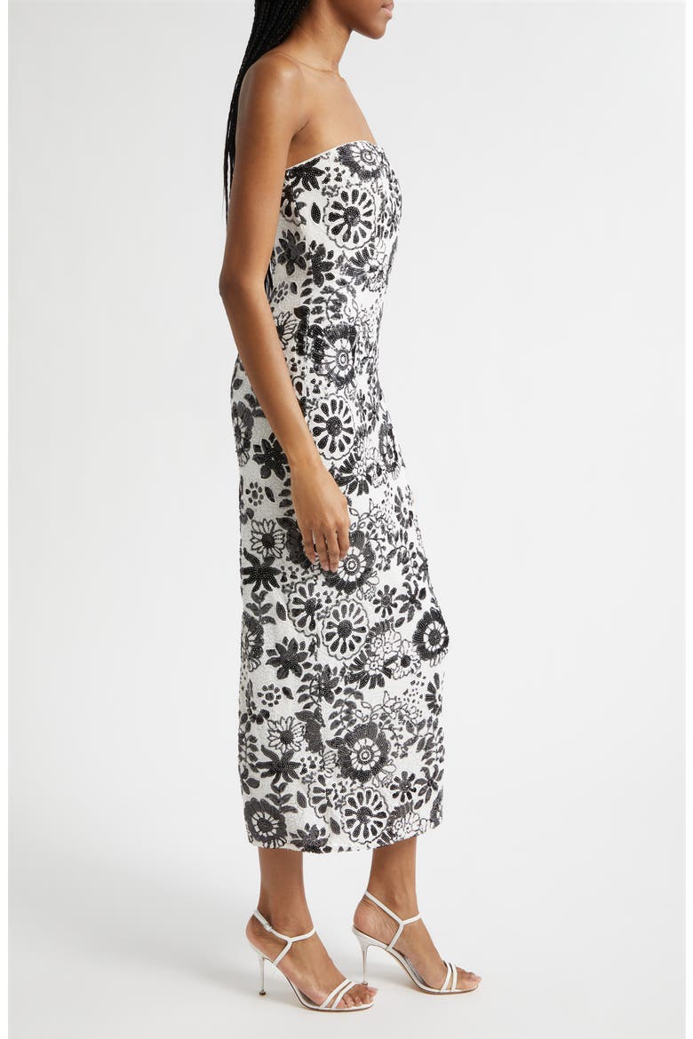 Bonnie Sequin Strapless Sheath Dress, Alternate, color, BLACK SEQUIN COMBO
