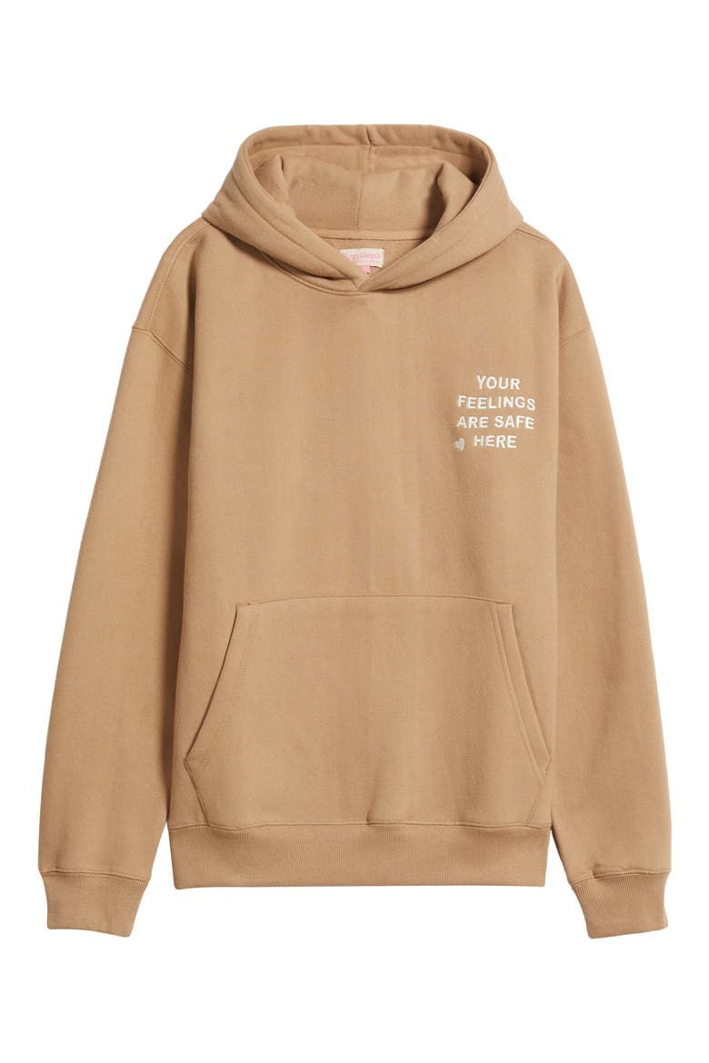 Feelings Are Safe Here Hoodie, Alternate, color, ALMOND