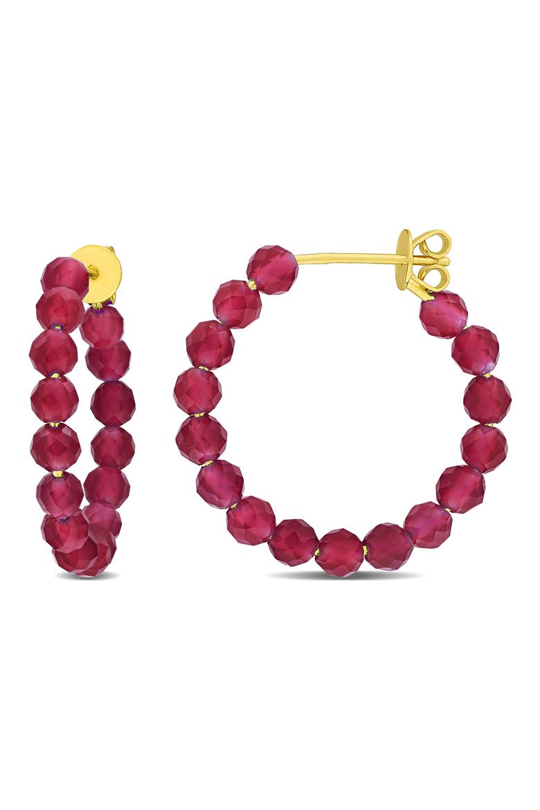 Faceted Hoop Earrings, Main, color, RUBY