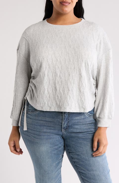 Ruched Side Tie Pullover (Plus)