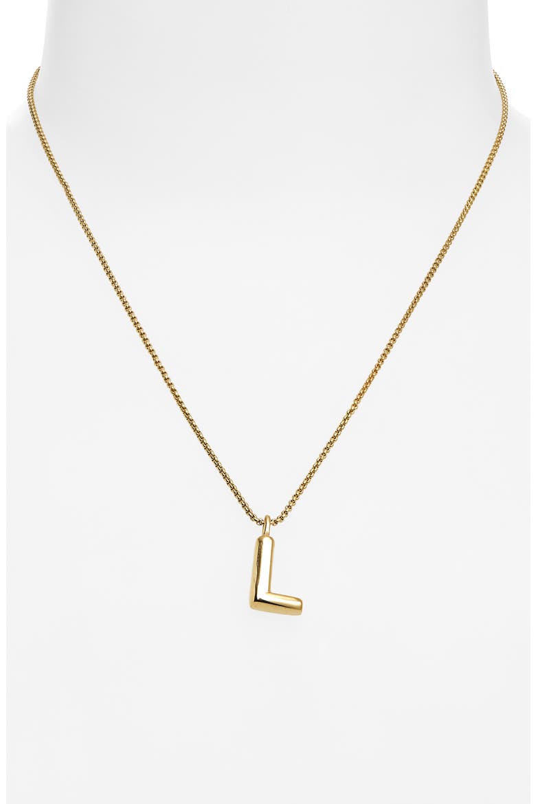 Waterproof Bubble Initial Pendant Necklace, Alternate, color, L- GOLD