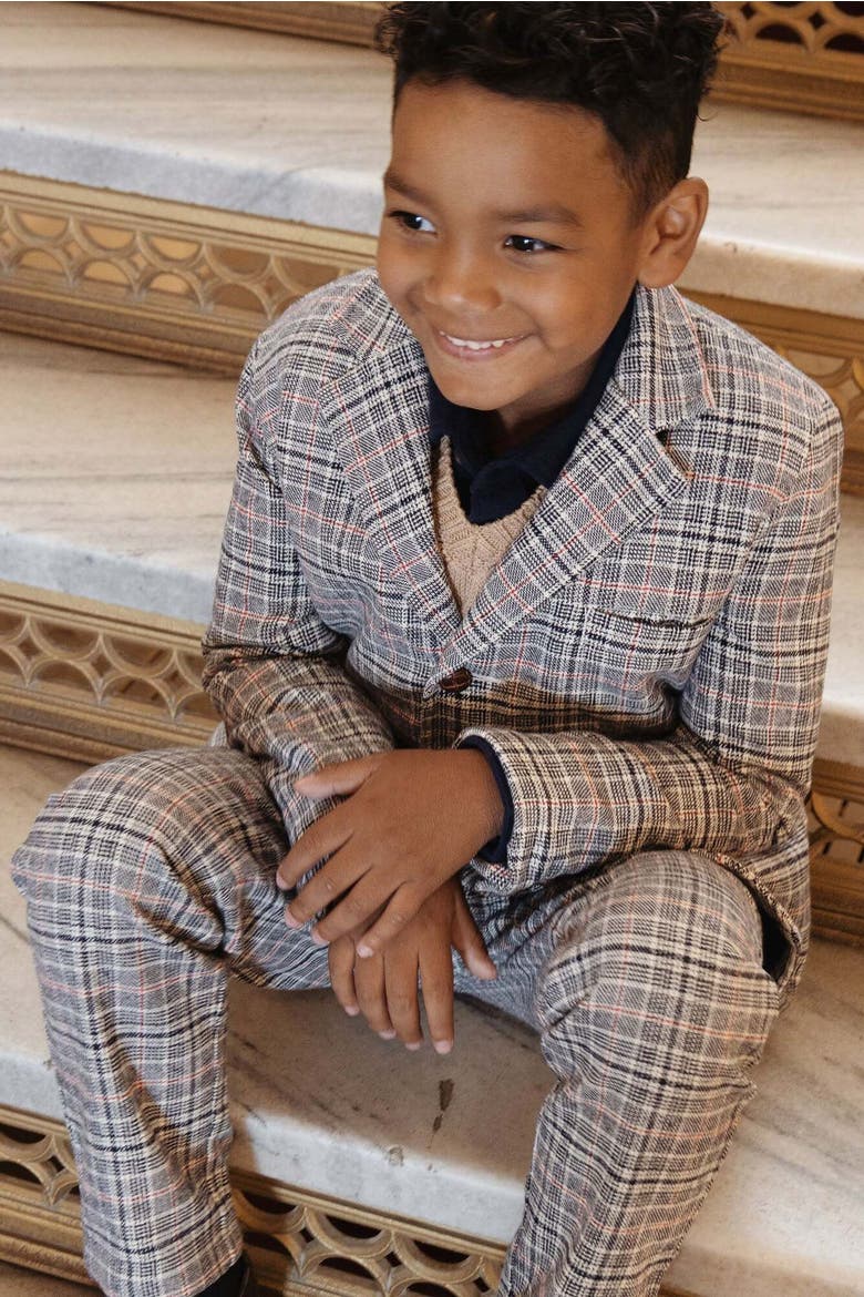 Baby Organic Brushed Cotton Suit Jacket, Alternate, color, Navy Glen Plaid