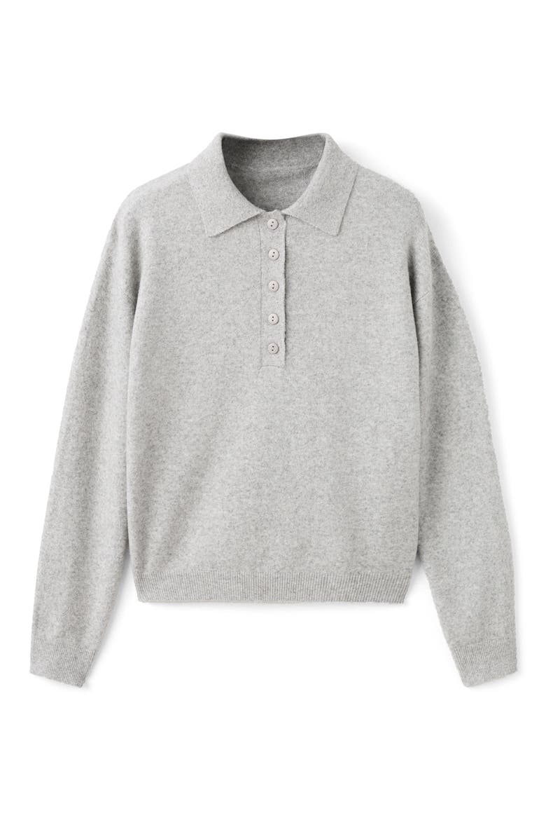 Polo Sweater, Alternate, color, LIGHT HEATHER GREY