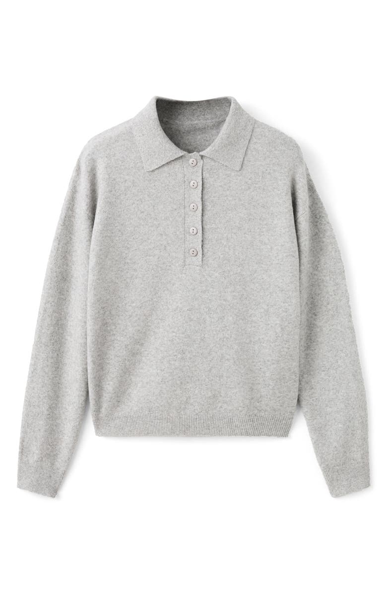 MANGO Polo Sweater, Alternate, color, Light Heather Grey