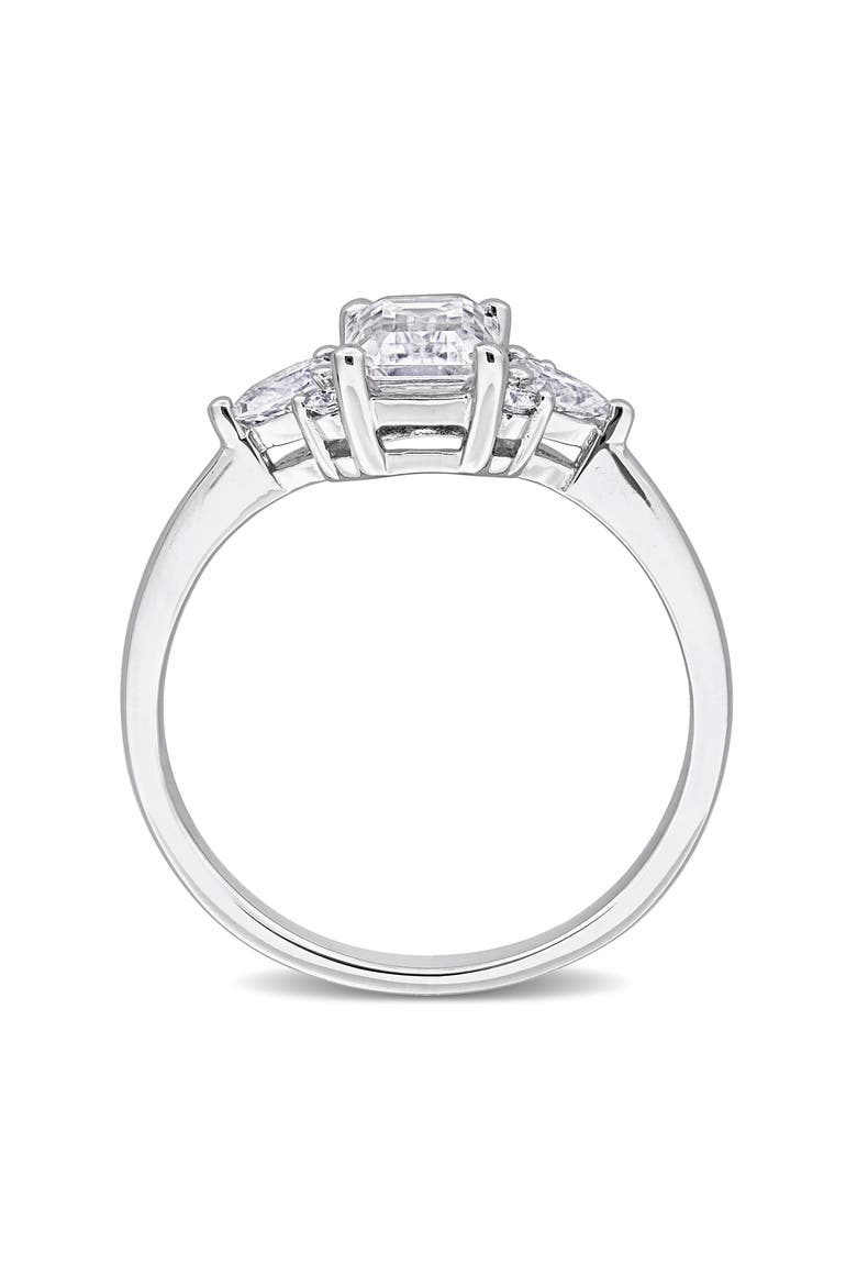 Emerald Cut Lab-Created Moissanite Ring, Alternate, color, WHITE