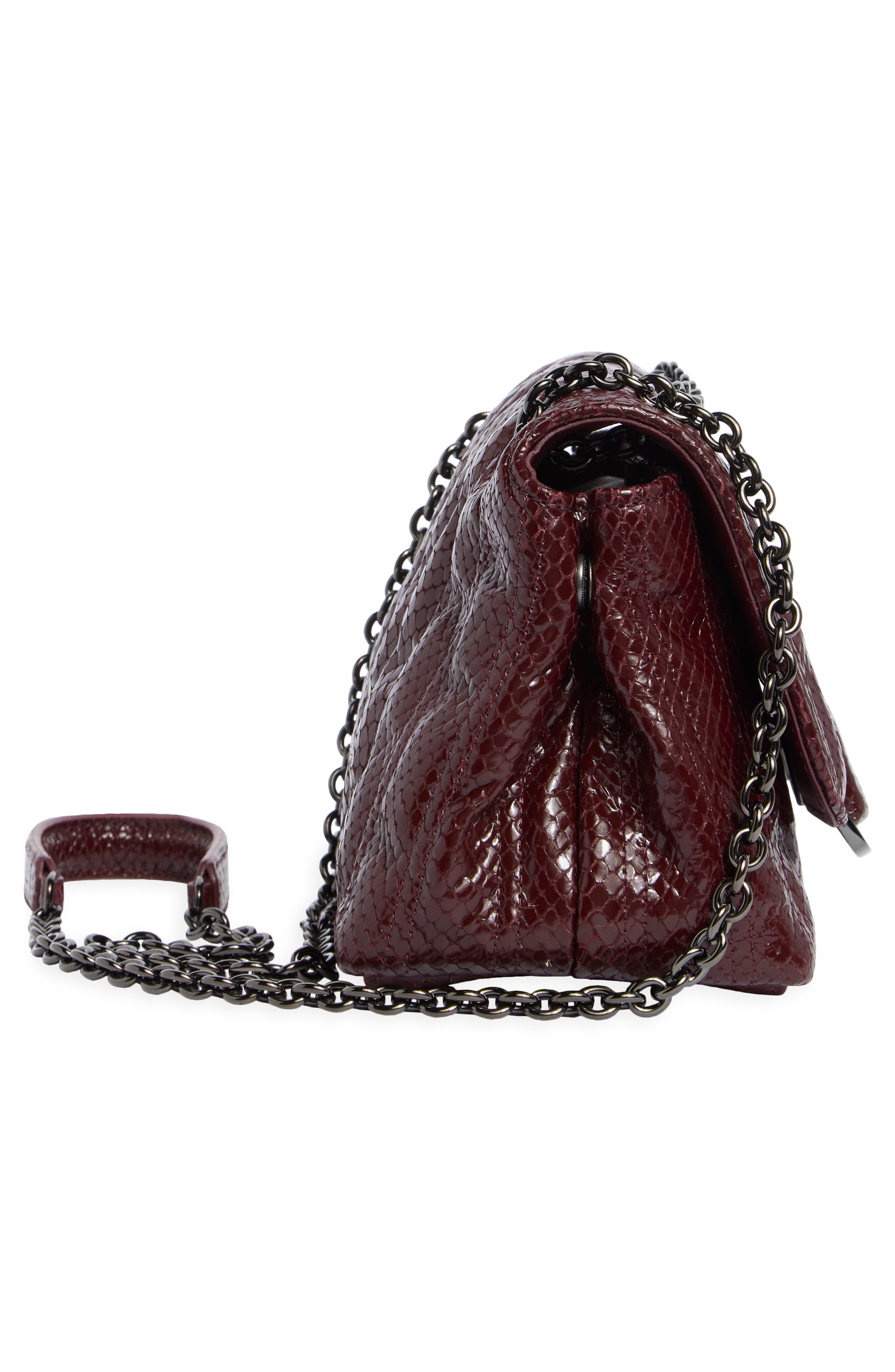 Brioche Snakeskin Embossed Leather Crossbody Bag, Alternate, color, BURGUNDY