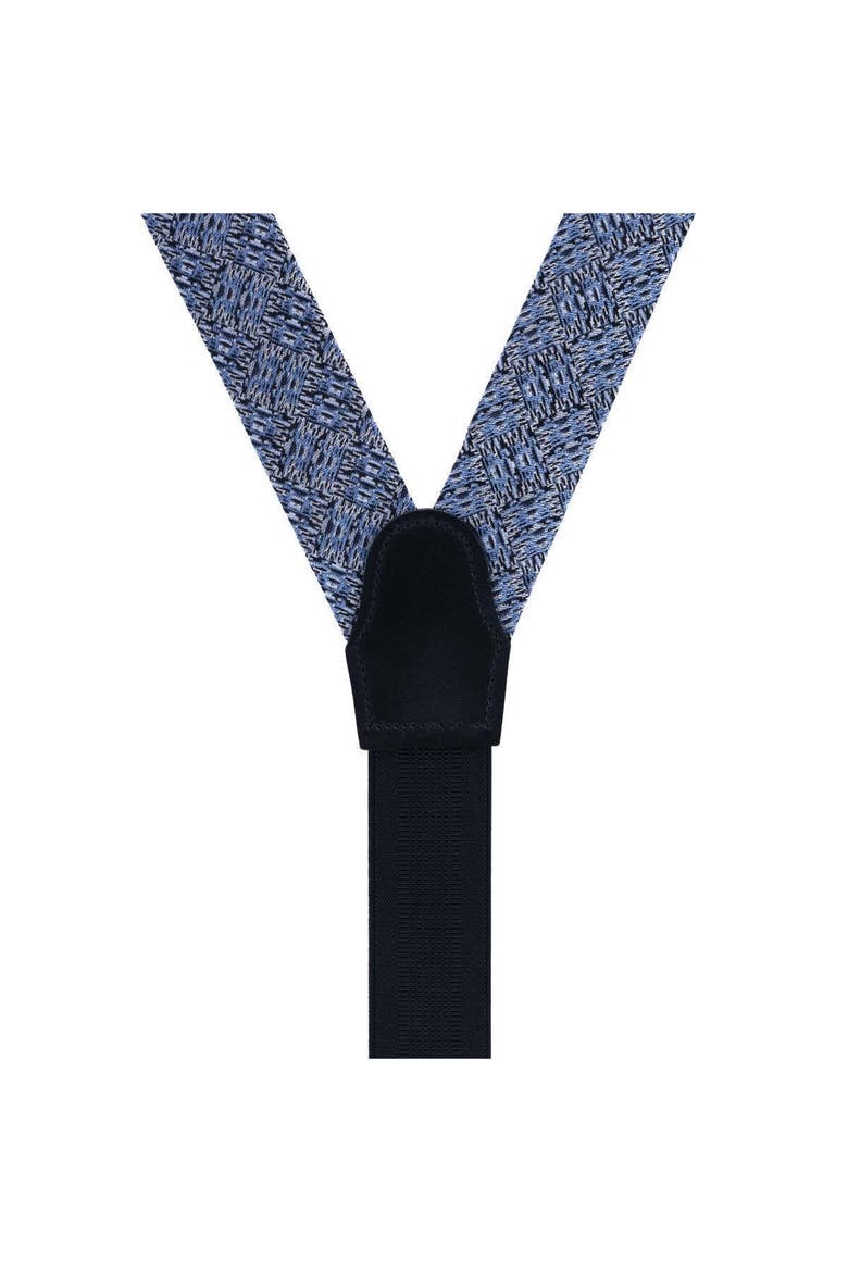 Benito's Blue Basket Weave Pattern Silk Novelty Button End Suspenders, Alternate, color, Light Blue