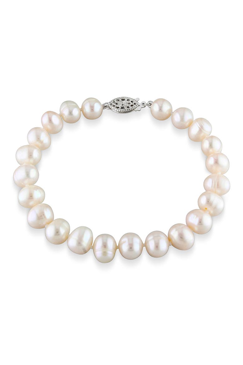 Sterling Silver 7.5-8mm Cultured Freshwater Pearl Bracelet, Main, color, WHITE