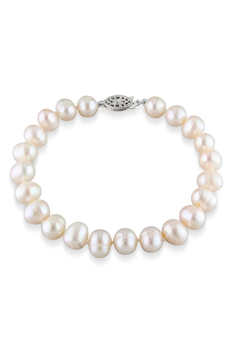 DELMAR Sterling Silver 7.5-8mm Cultured Freshwater Pearl Bracelet, Main, color, White
