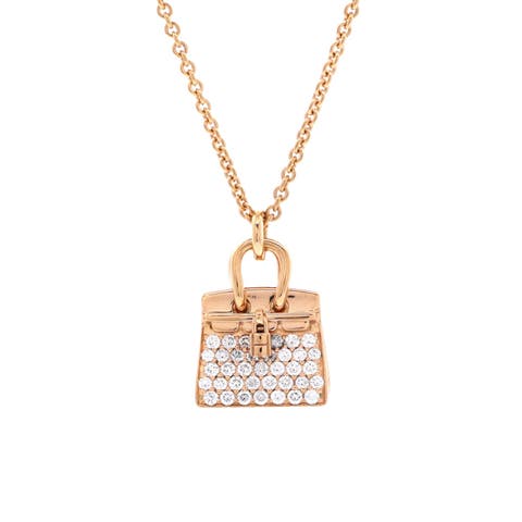 Birkin Amulette NM Pendant Necklace 18K Rose Gold and Diamonds