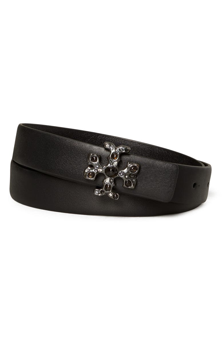 Tory Burch Kira Embellished Logo Belt, Main, color, 