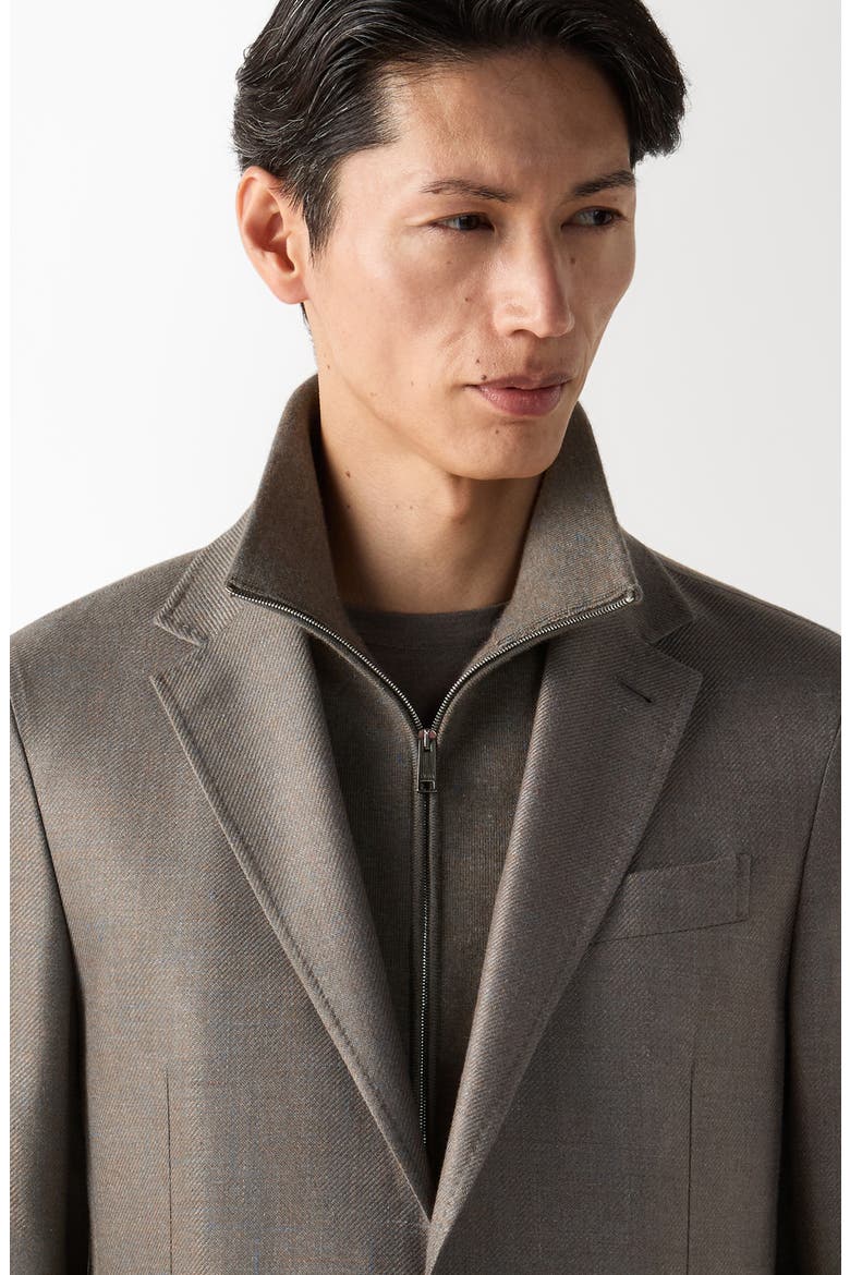 Oasi Cashmere Blend Sport Coat with Detachable Bib, Alternate, color, DARK TAUPE MELANGE