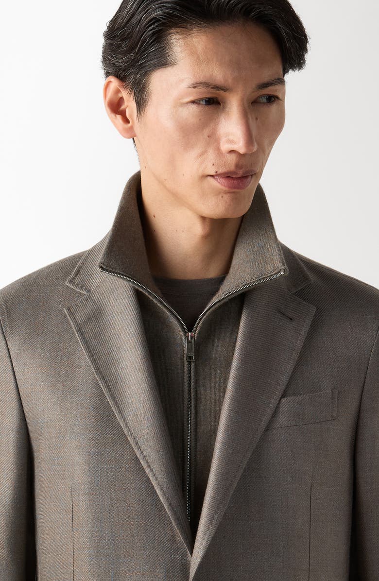 ZEGNA Oasi Cashmere Blend Sport Coat with Detachable Bib, Alternate, color, Dark Taupe Melange