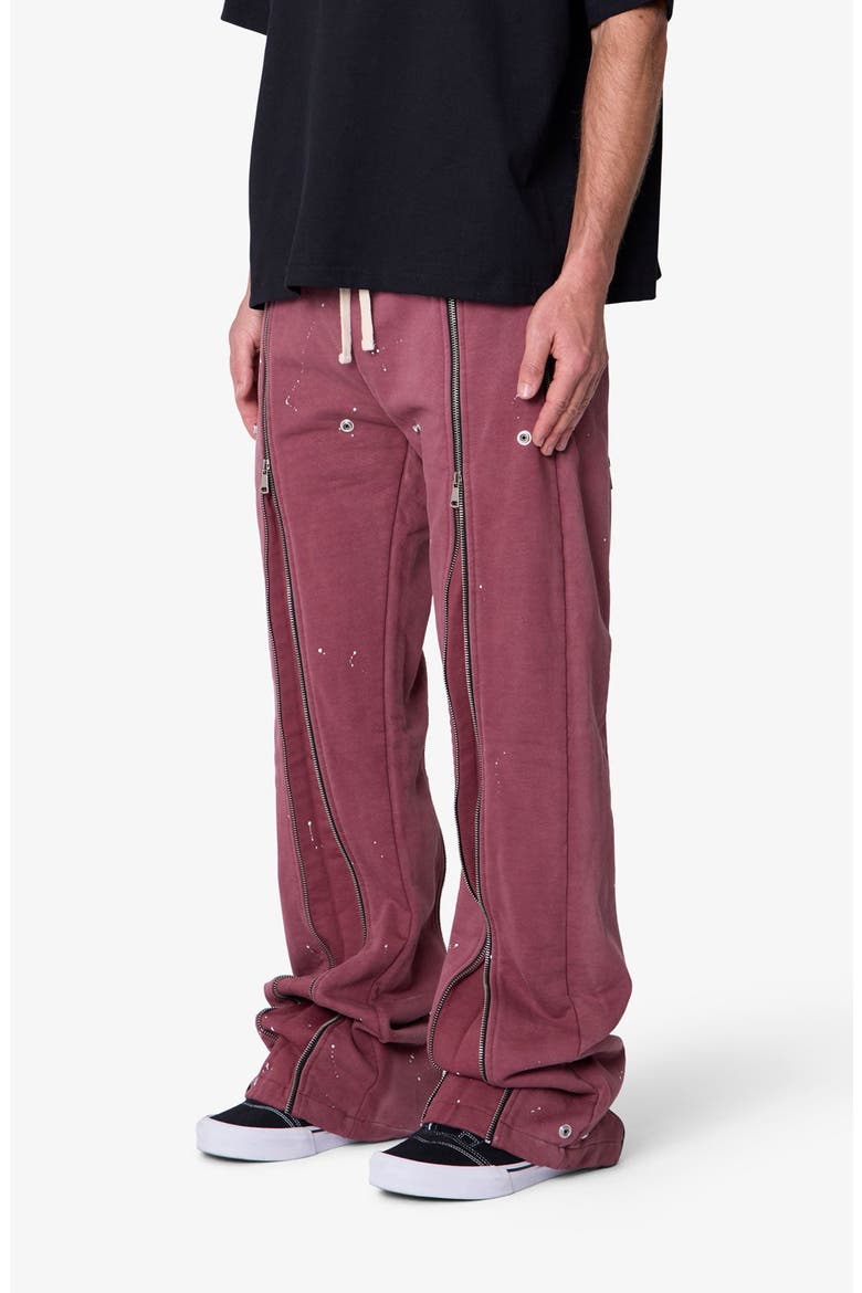 Rivet Zipper Flare Sweatpants, Alternate, color, RED