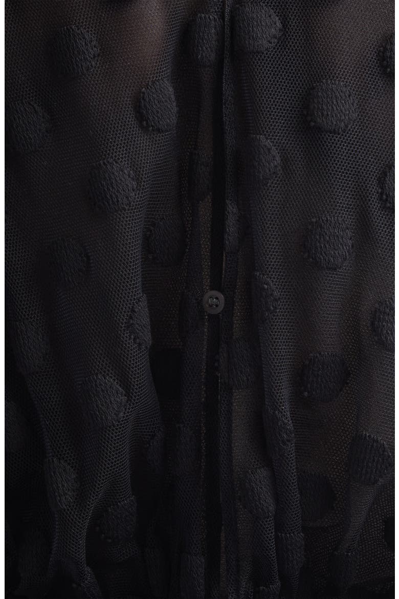 Tiered Ruffle Polka Dot Mesh Dress, Alternate, color, BLACK