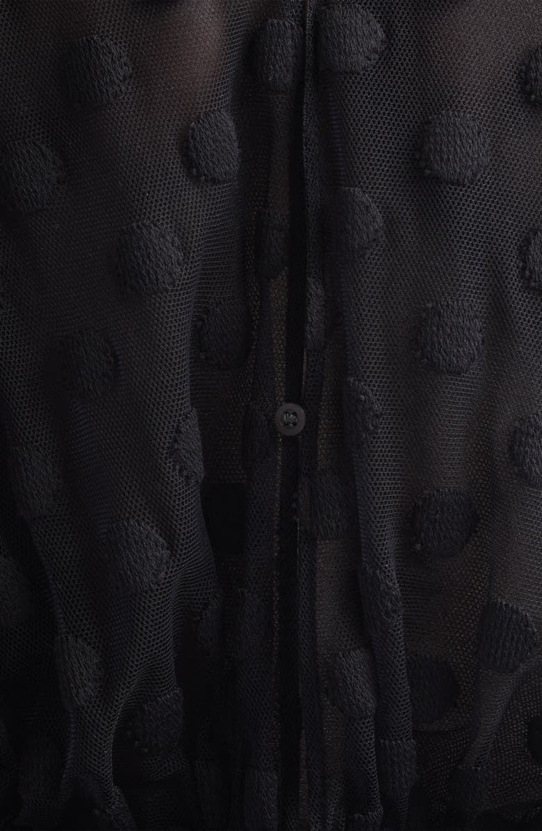 Dries Van Noten Tiered Ruffle Polka Dot Mesh Dress, Alternate, color, Black