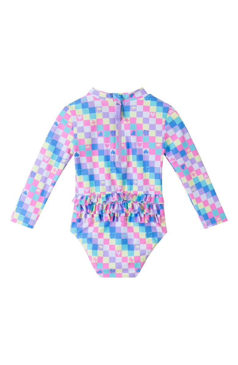 Andy 
Evan Print Long Sleeve One-Piece Rashguard Swimsuit 
Sun Hat Set, Alternate, color, 