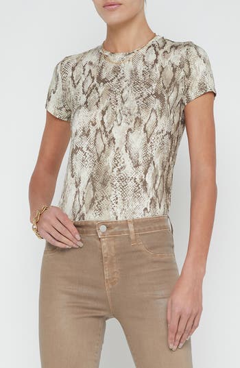 L Agence L'agence Ressi Snakeskin Print Top In Neutral