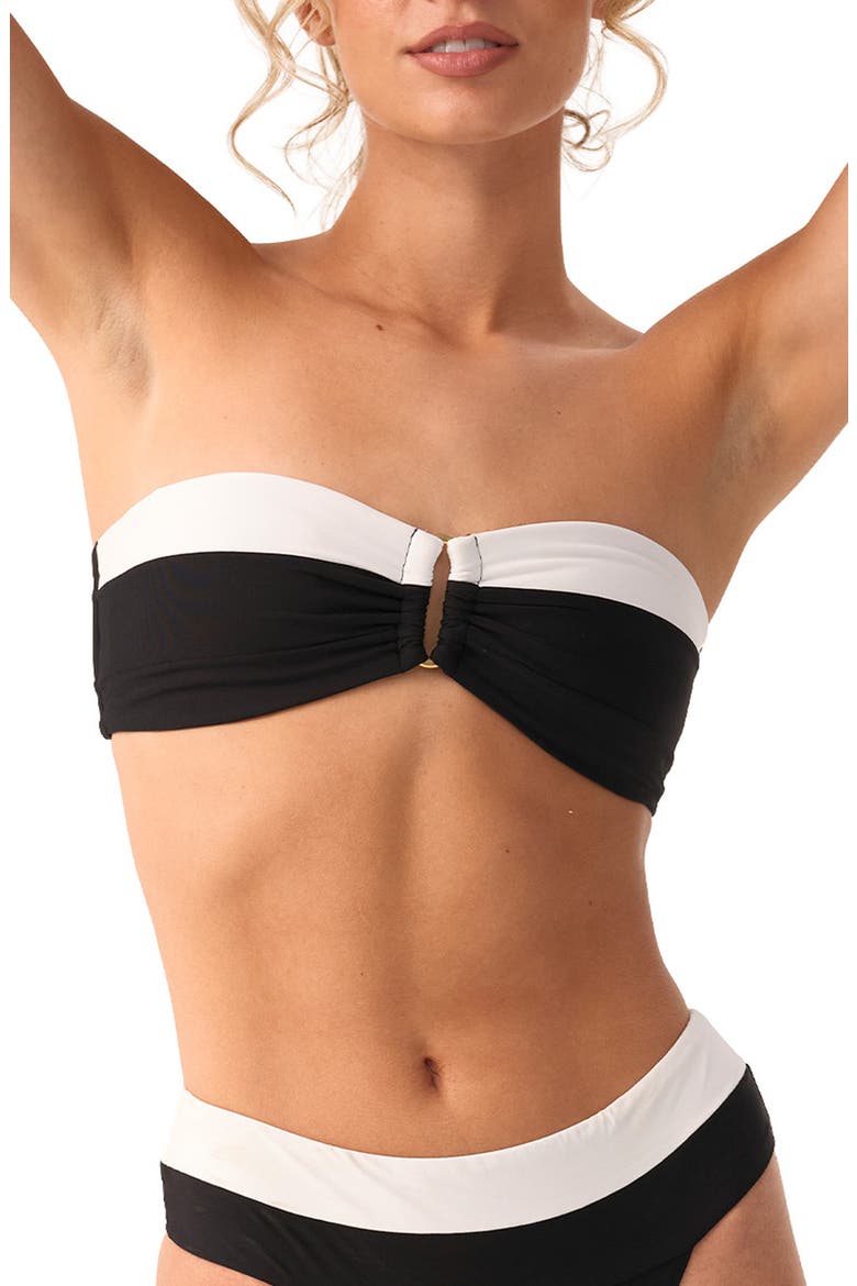 Colorblock Bandeau Bikini Top, Main, color, JET BLACK