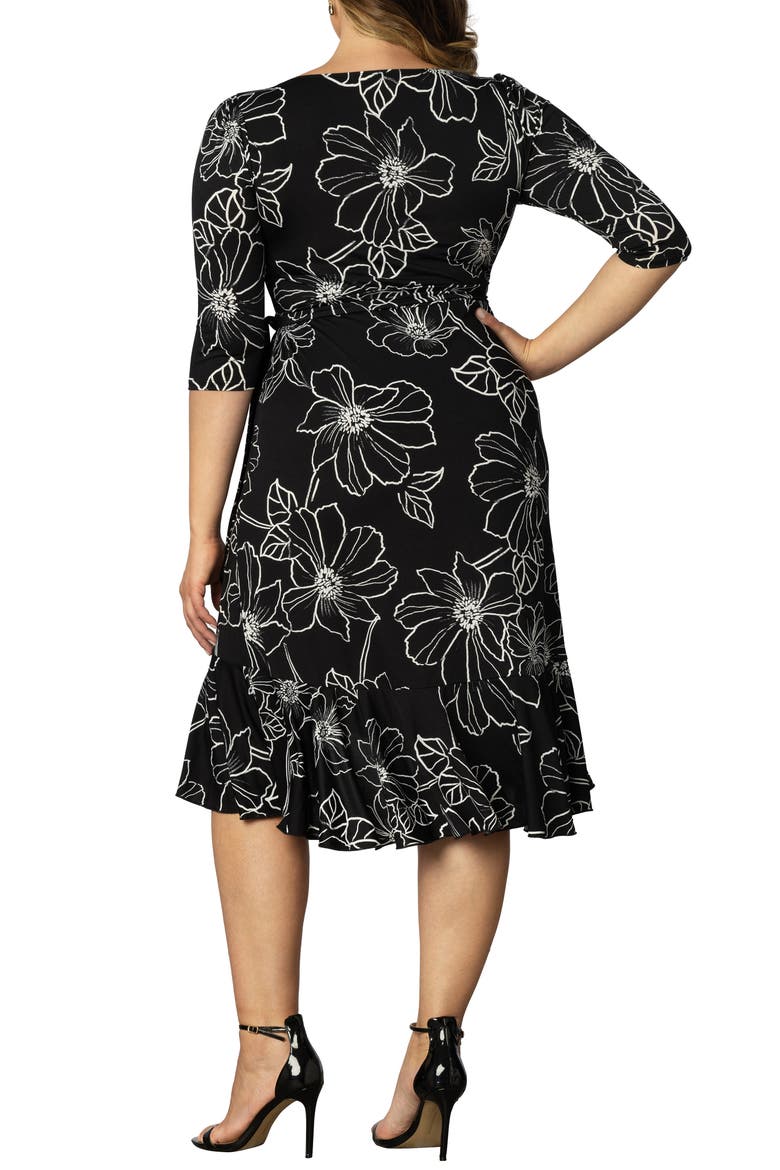 Flirty Flounce Wrap Dress, Alternate, color, BLACK FLORALS